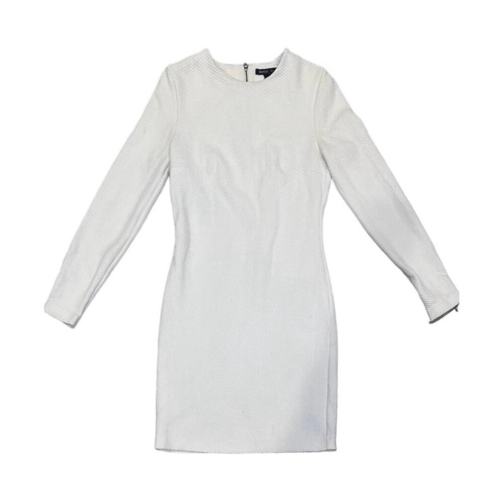 Mango White Structured Textured Mini Dress CBK Quiet Luxury Size M - Picture 8 of 15